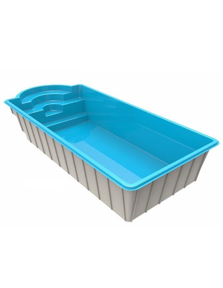 Piscina de fibra de vidrio MAR750 ROMANA 7.5x3.45 mts  MOLDEAR