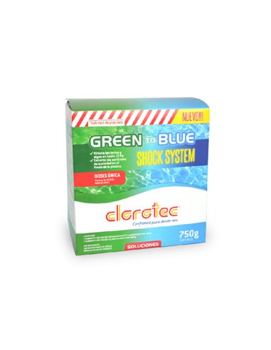 Cloro Granulado 2 dosis GRREN/BLUE X 750GR CLOROTEC