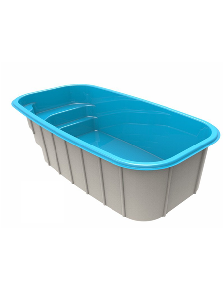 Piscina de fibra de vidrio MBE490 linea banco y escalera MOLDEAR