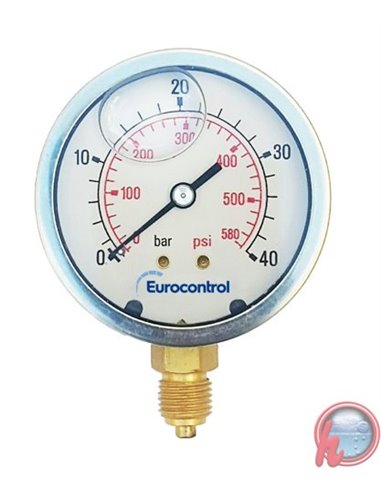 Manometro a Bourdon en glicerina – 100 mm 10 Bar  EUROCONTROL